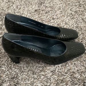 STUART WEITZMAN  patten leather animal skin block heel vintage pumps SIZE 8